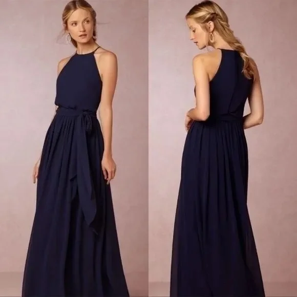 Bhldn Dresses | Bhldn Donna Morgan Collection Alana Navy Blue Bridesmaid Dress Size 0 | Color: Blue | Size: 0 | Aeb8up's Closet